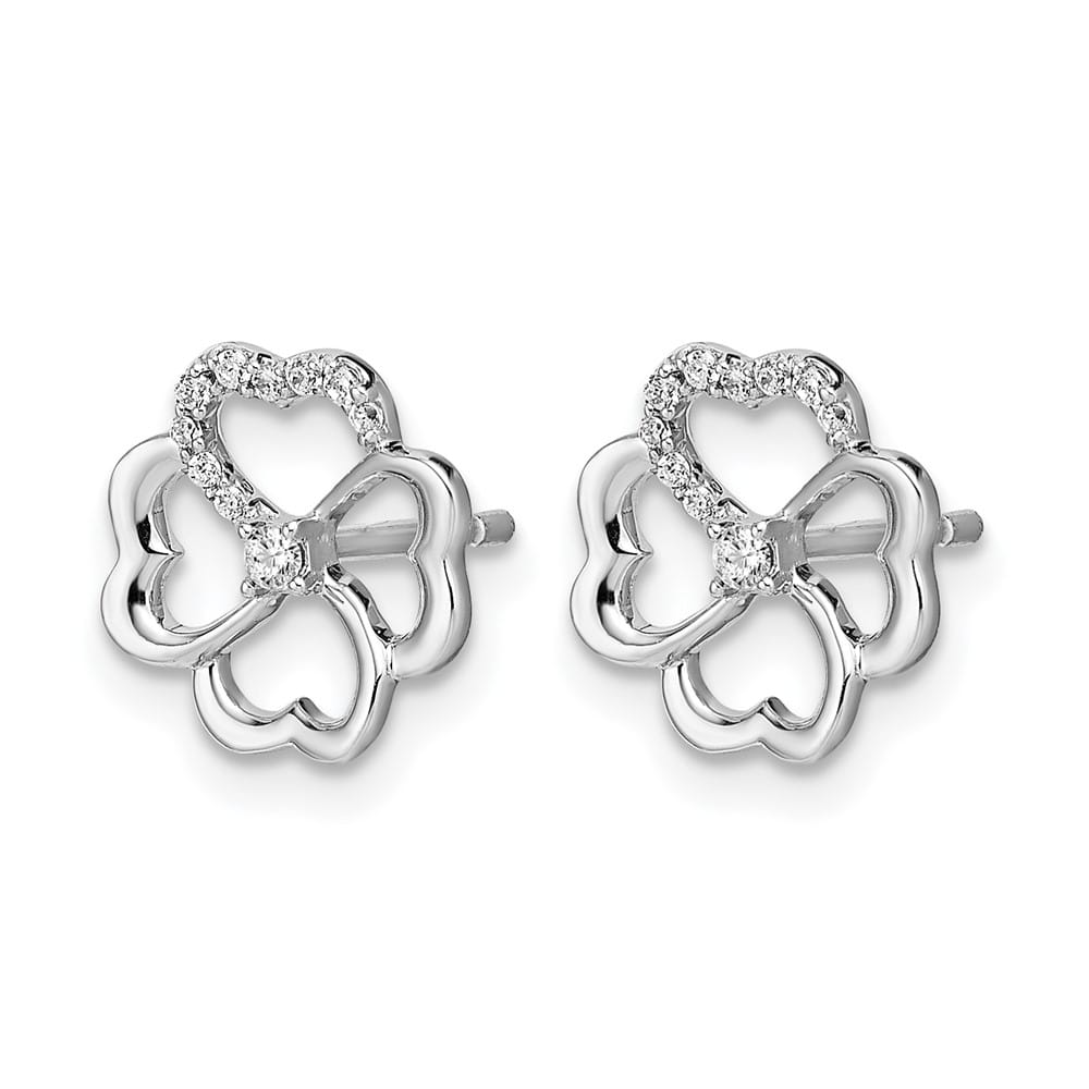 14K White Gold 1/10 carat Diamond Fancy Clover Post Earrings, view 2 of 4