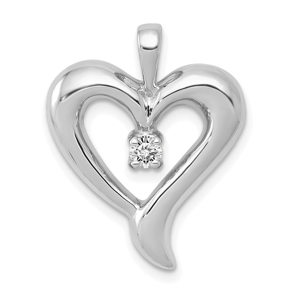 14K White Gold 1/10 carat Diamond Heart Pendant