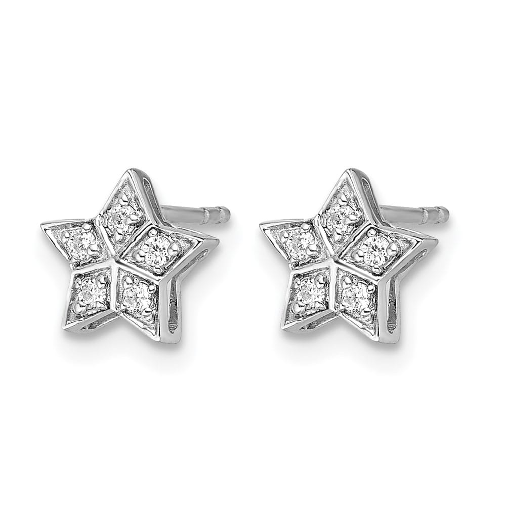 14K White Gold 1/10 carat Diamond Star Post Earrings, view 2 of 4