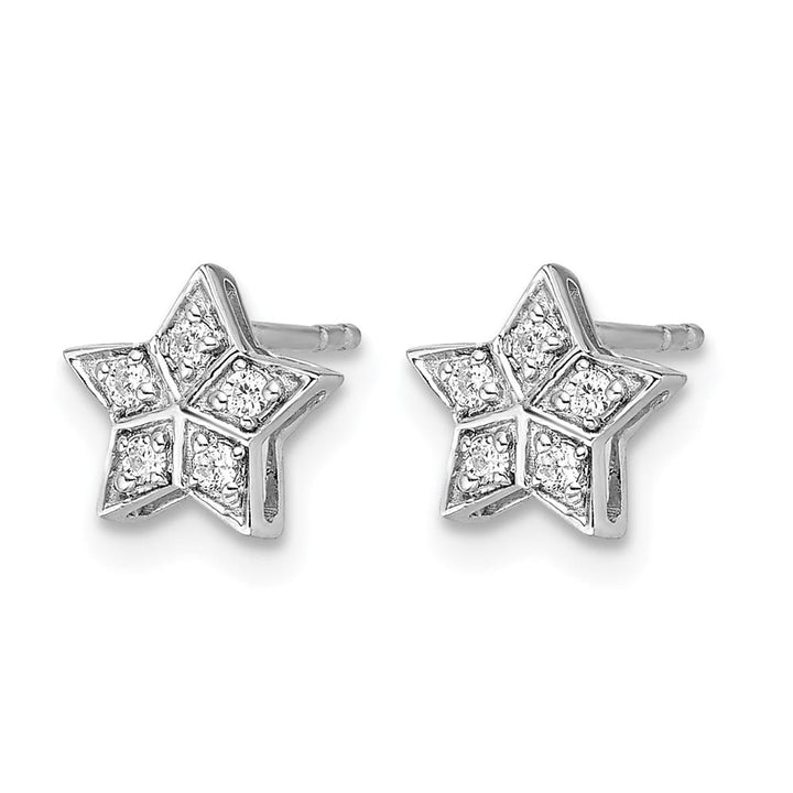 14K White Gold 1/10 carat Diamond Star Post Earrings, view 2 of 4