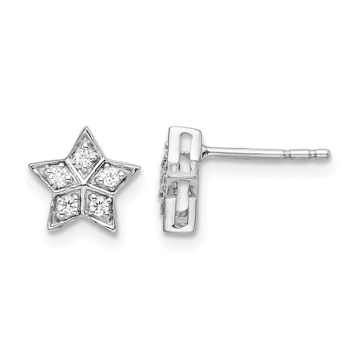 14K White Gold 1/10 carat Diamond Star Post Earrings, view 1 of 4