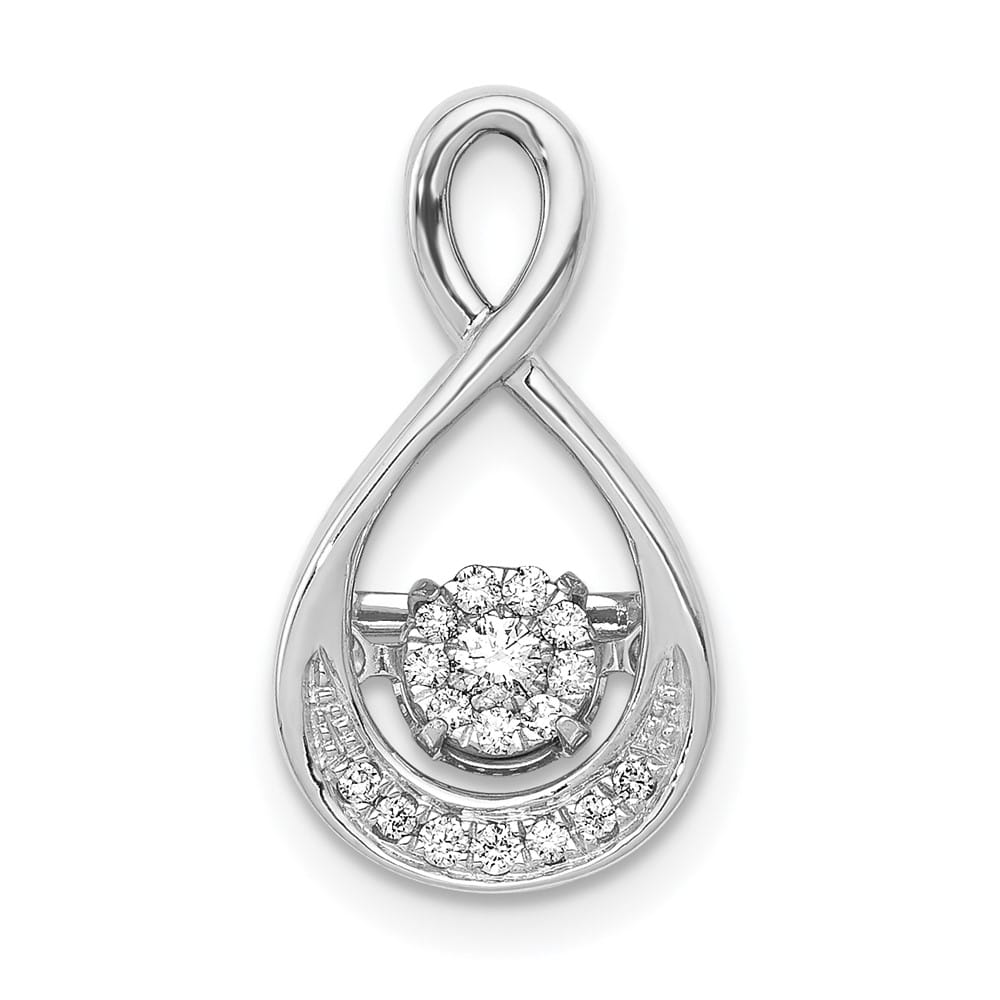 14K White Gold 1/10 Carat Vibrant Moving Diamond Teardrop Chain Slide