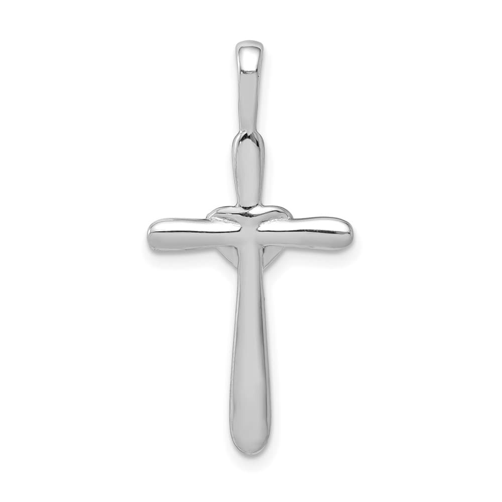 14K White Gold 1/10 CT Diamond Cross with Heart Pendant