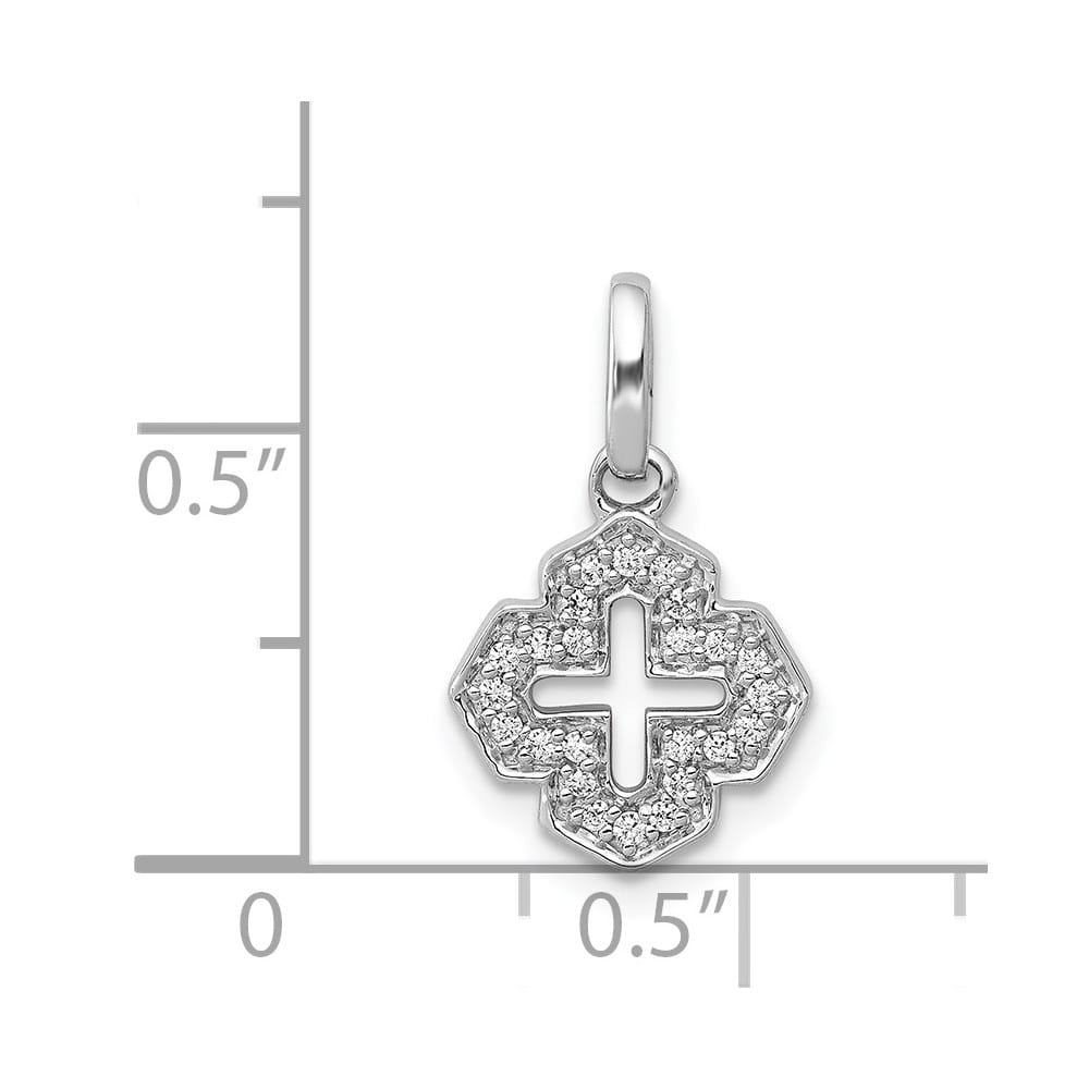 14K White Gold 1/10 ct Diamond Fancy Cross Pendant