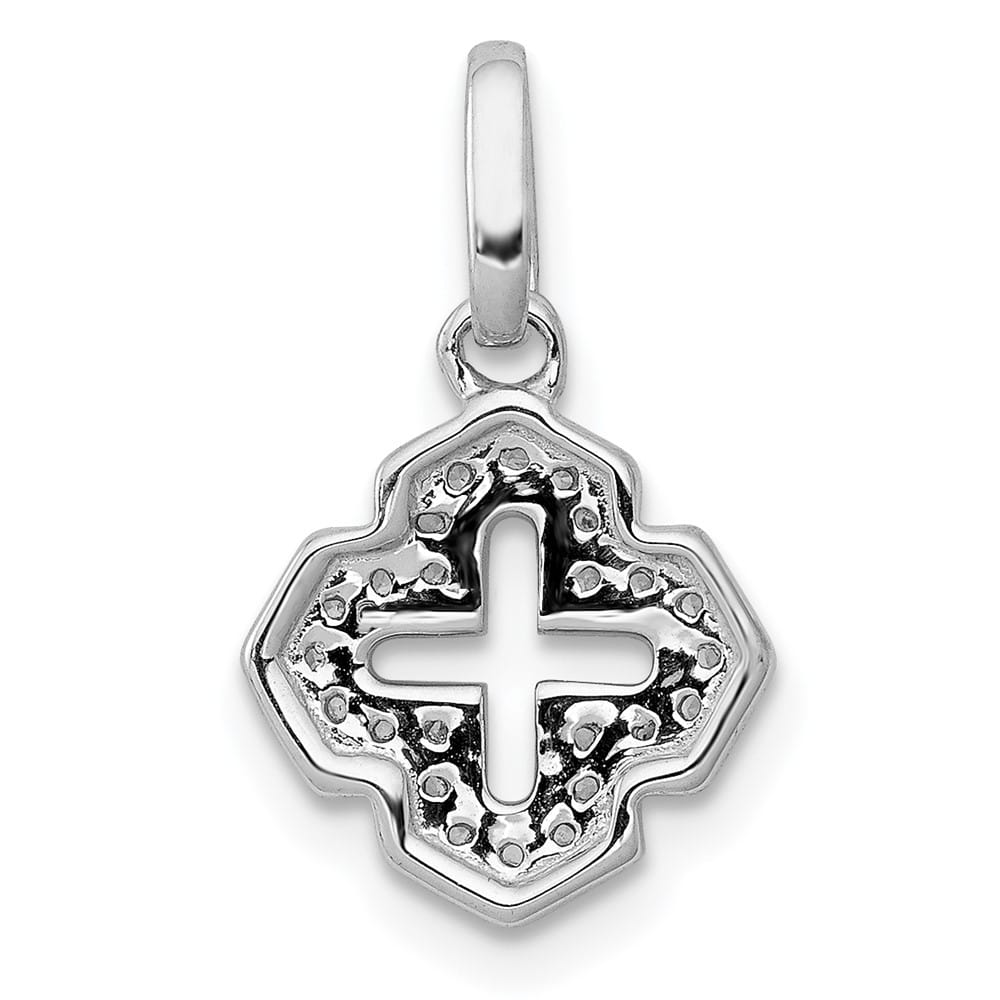 14K White Gold 1/10 ct Diamond Fancy Cross Pendant