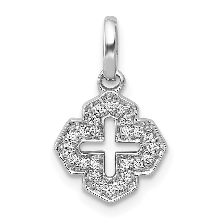 14K White Gold 1/10 ct Diamond Fancy Cross Pendant