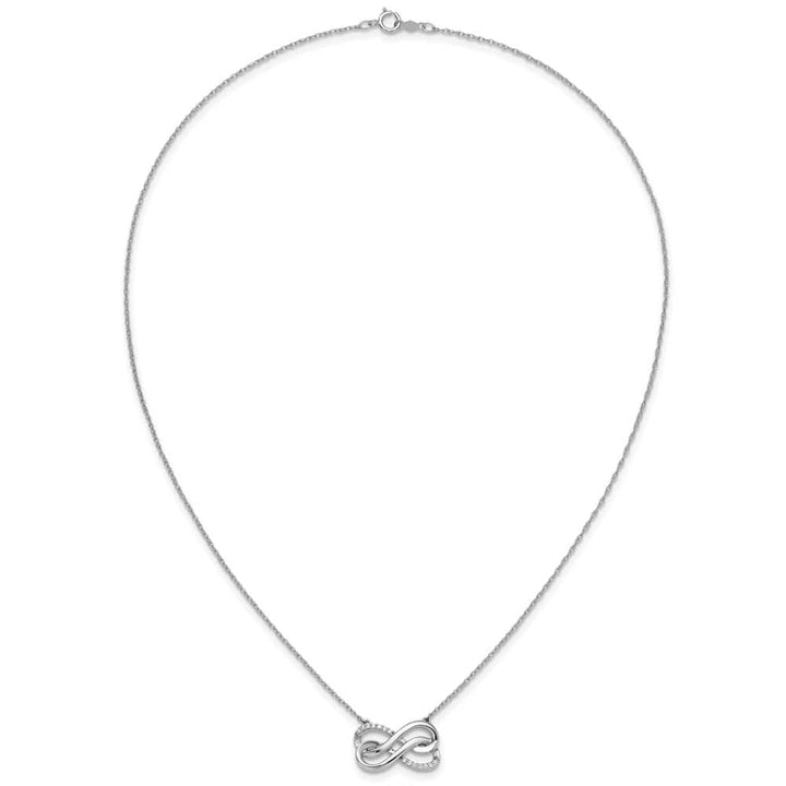 14K White Gold 1/10 ct Diamond Infinity Symbol 18 inch Necklace