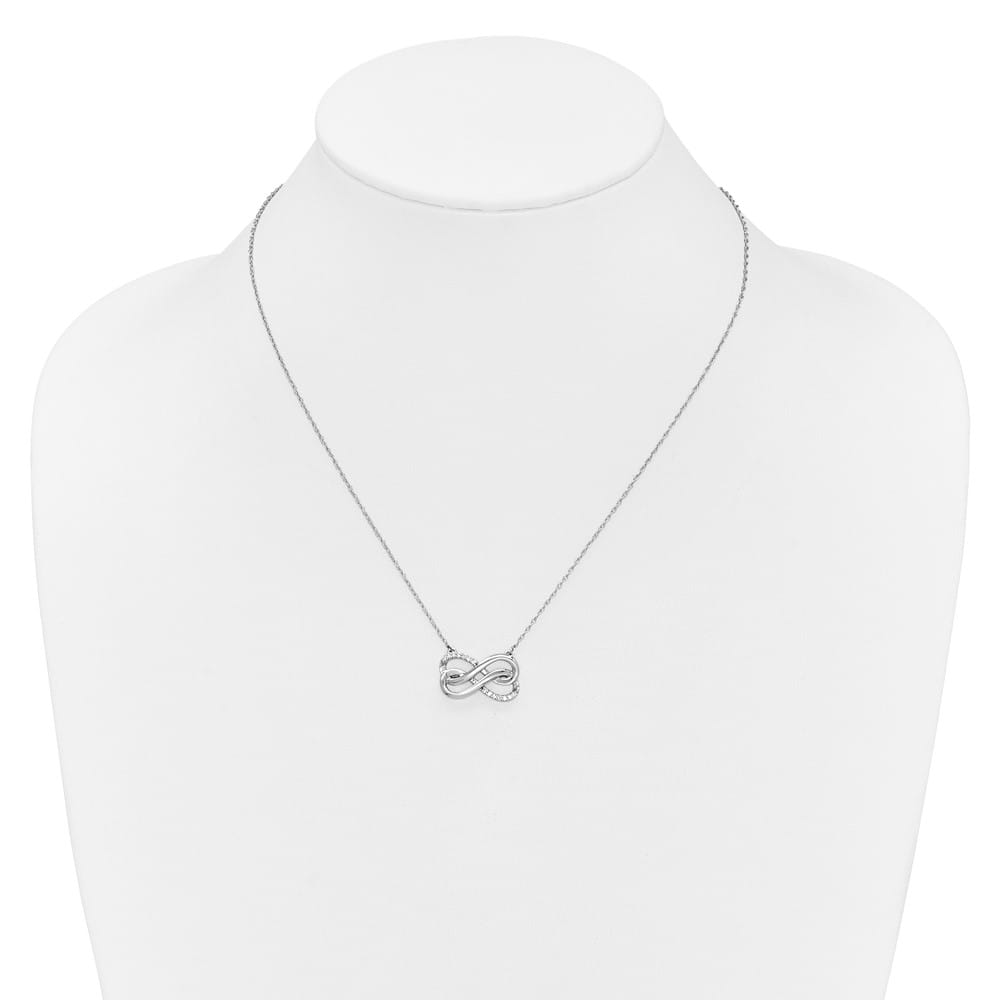 14K White Gold 1/10 ct Diamond Infinity Symbol 18 inch Necklace