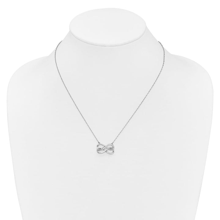 14K White Gold 1/10 ct Diamond Infinity Symbol 18 inch Necklace