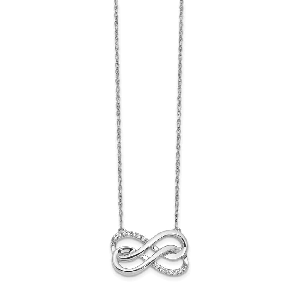 14K White Gold 1/10 ct Diamond Infinity Symbol 18 inch Necklace