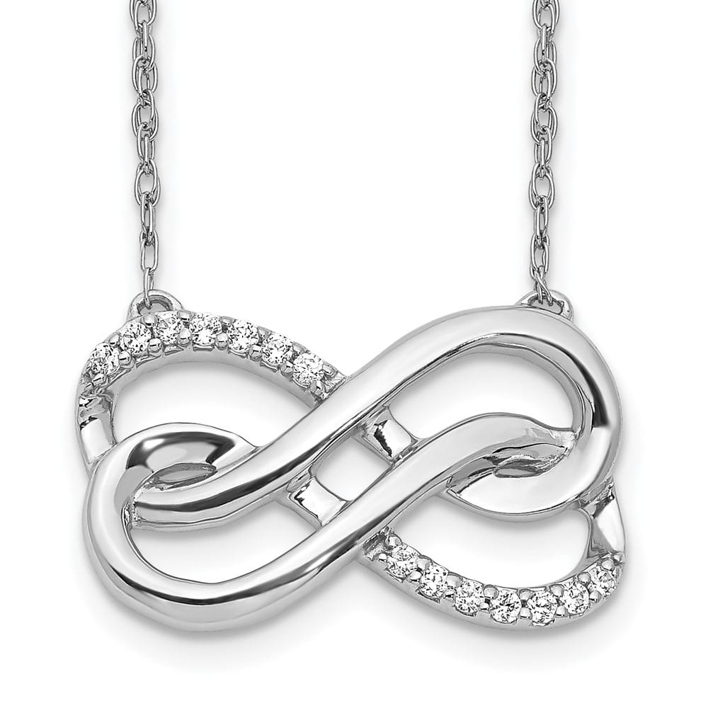 14K White Gold 1/10 ct Diamond Infinity Symbol 18 inch Necklace