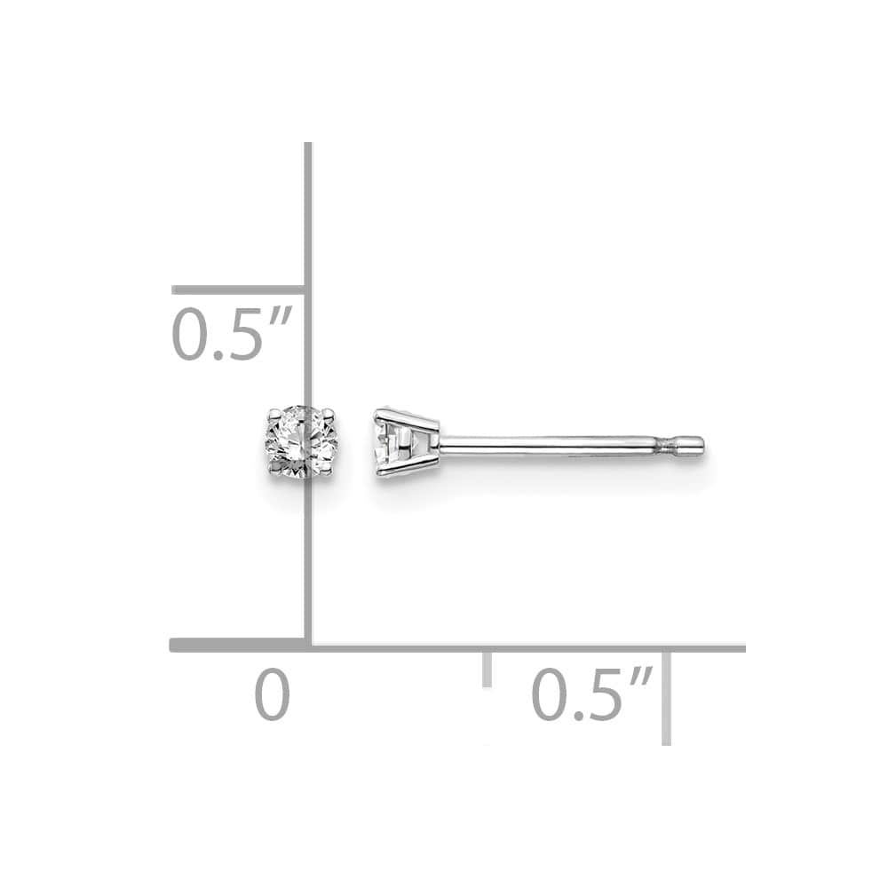 14K White Gold 1/10 ct I1 J-K Diamond Push Back Stud Earrings