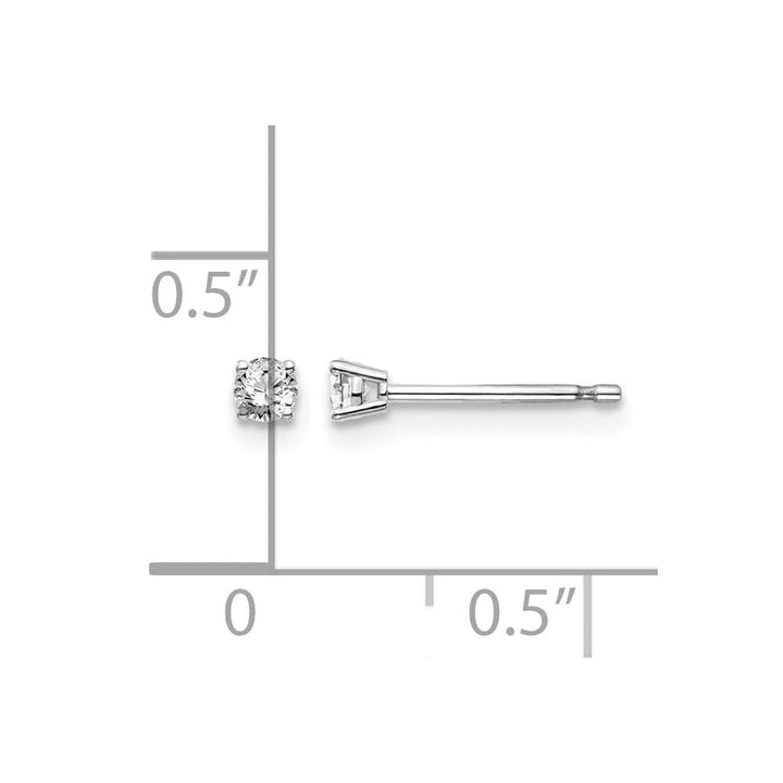 14K White Gold 1/10 ct I1 J-K Diamond Push Back Stud Earrings