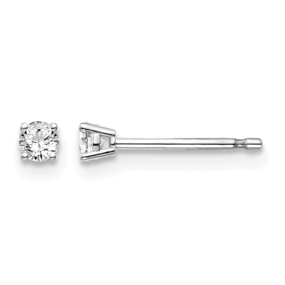 14K White Gold 1/10 ct I1 J-K Diamond Push Back Stud Earrings