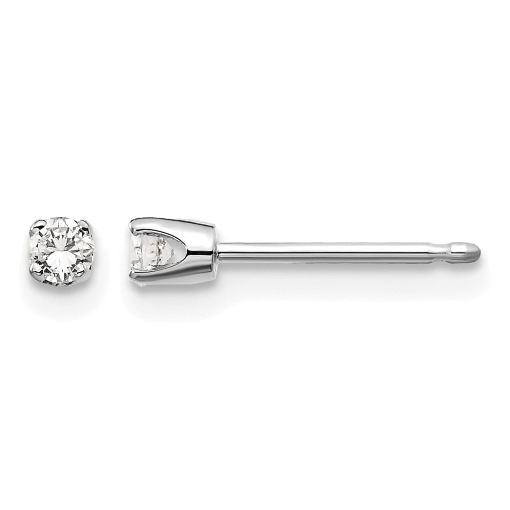 14K White Gold 1/10 ct I2 K-L Diamond Push Back Stud Earrings