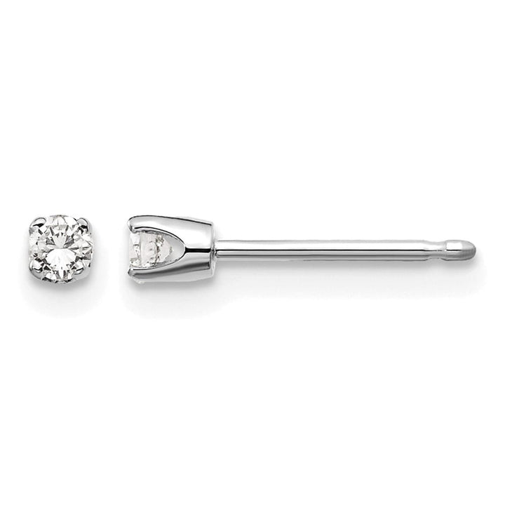 14K White Gold 1/10 ct I2 K-L Diamond Push Back Stud Earrings