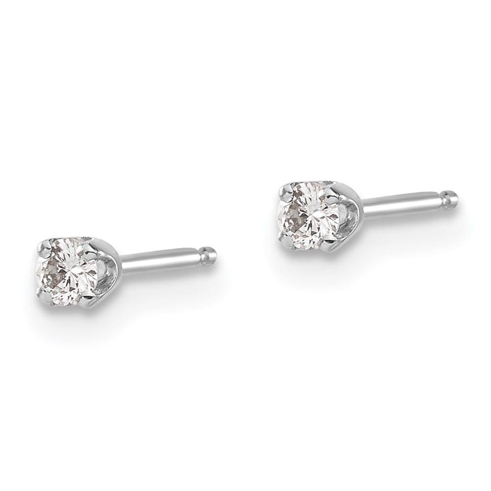 14K White Gold 1/10 ct I2 K-L Diamond Push Back Stud Earrings