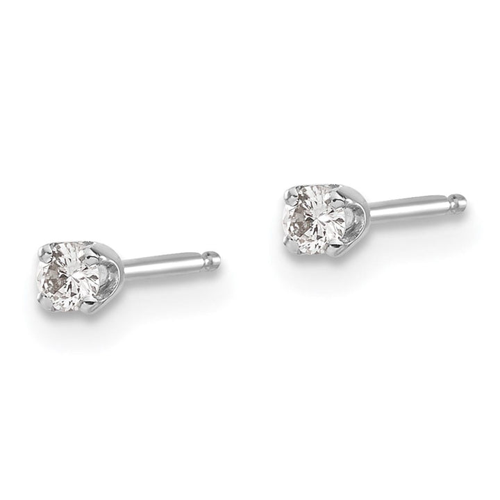 14K White Gold 1/10 ct I2 K-L Diamond Push Back Stud Earrings