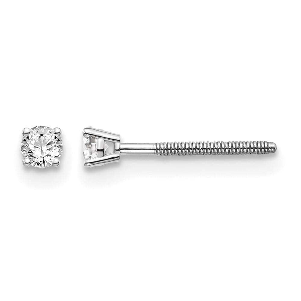 14K White Gold 1/10 ct SI3 G-I Diamond Screw Back Stud Earrings