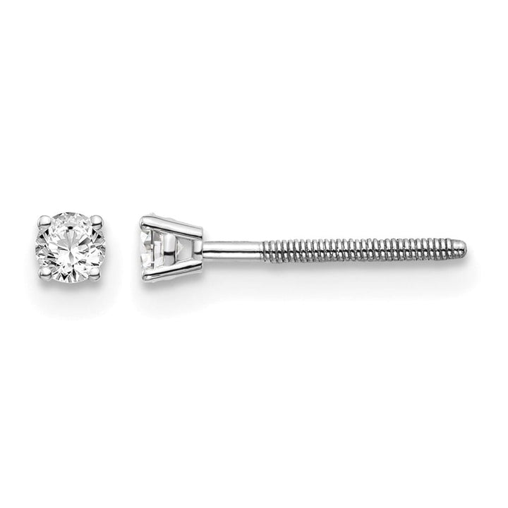 14K White Gold 1/10 ct SI3 G-I Diamond Screw Back Stud Earrings