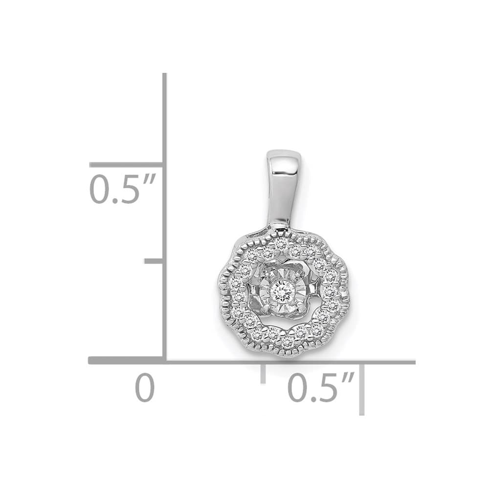 14K White Gold 1/10 ct Vibrant Moving Diamond Halo Pendant