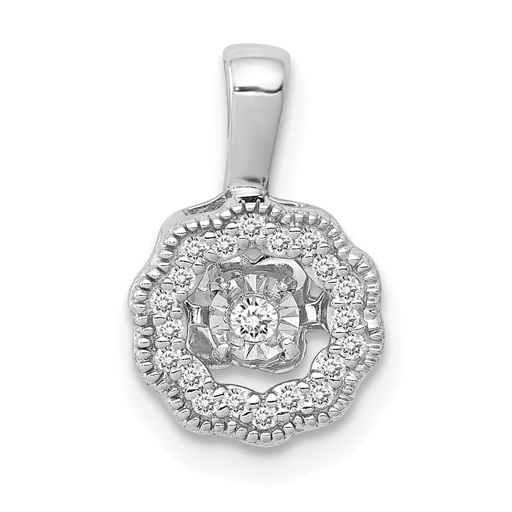 14K White Gold 1/10 ct Vibrant Moving Diamond Halo Pendant