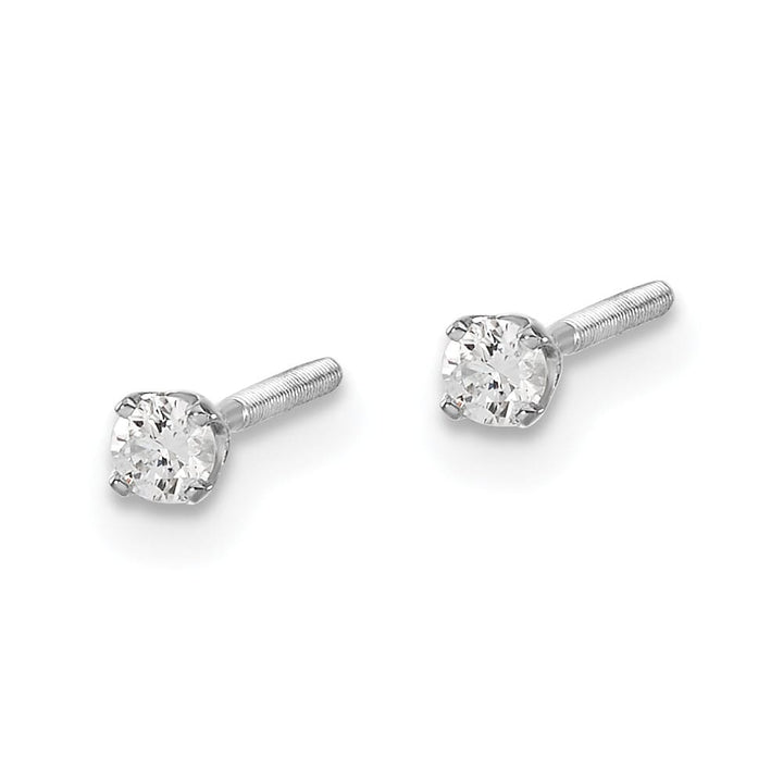 14K White Gold 1/10 ct VS2/SI1 G-I Diamond Screw Back Stud Earrings
