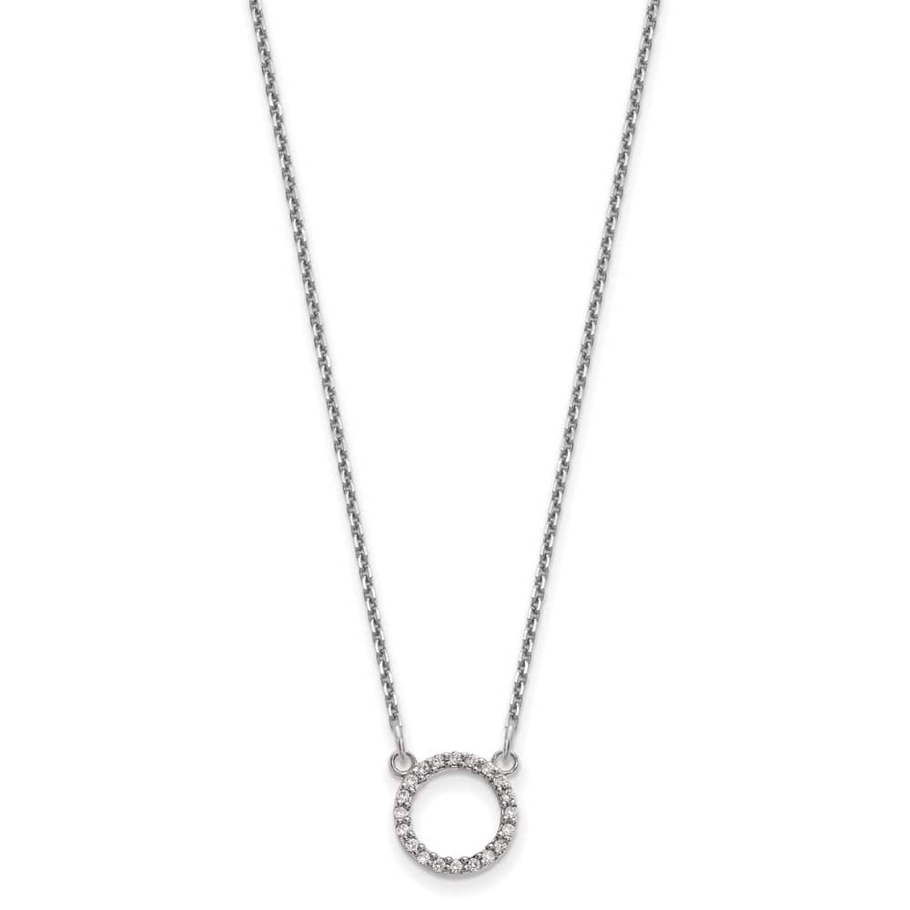 14K White Gold 1/15 carat A Diamond Open Circle 18 inch Necklace
