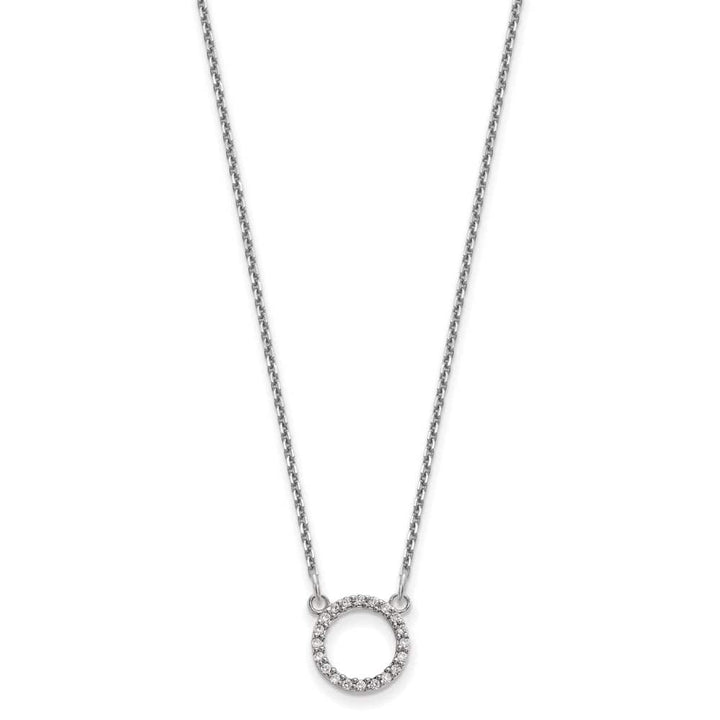 14K White Gold 1/15 carat A Diamond Open Circle 18 inch Necklace