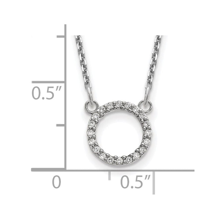 14K White Gold 1/15 carat AAA Diamond Open Circle 18 inch Necklace