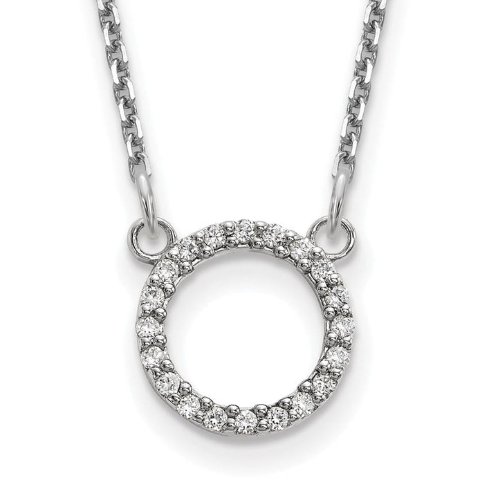 14K White Gold 1/15 carat AAA Diamond Open Circle 18 inch Necklace