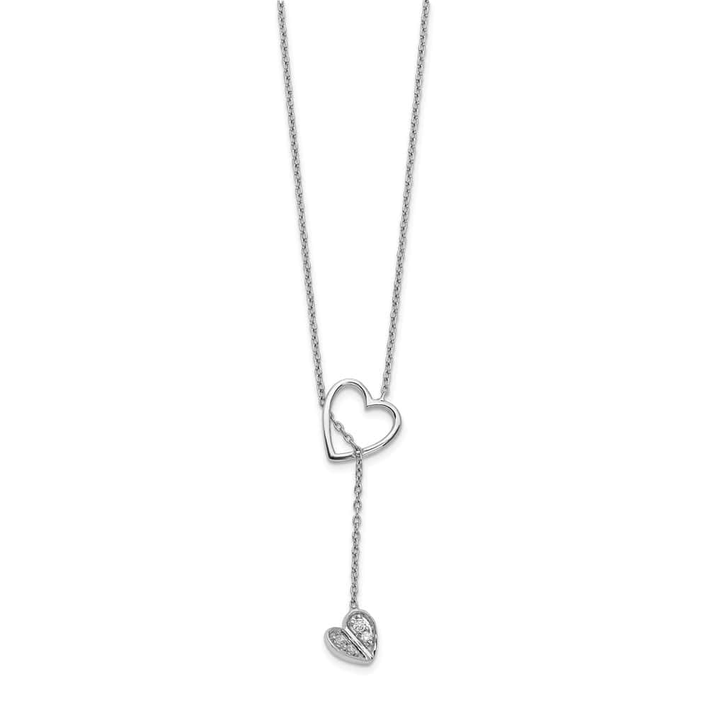 14K White Gold 1/15 carat Diamond Heart with Dangle 18 inch Necklace