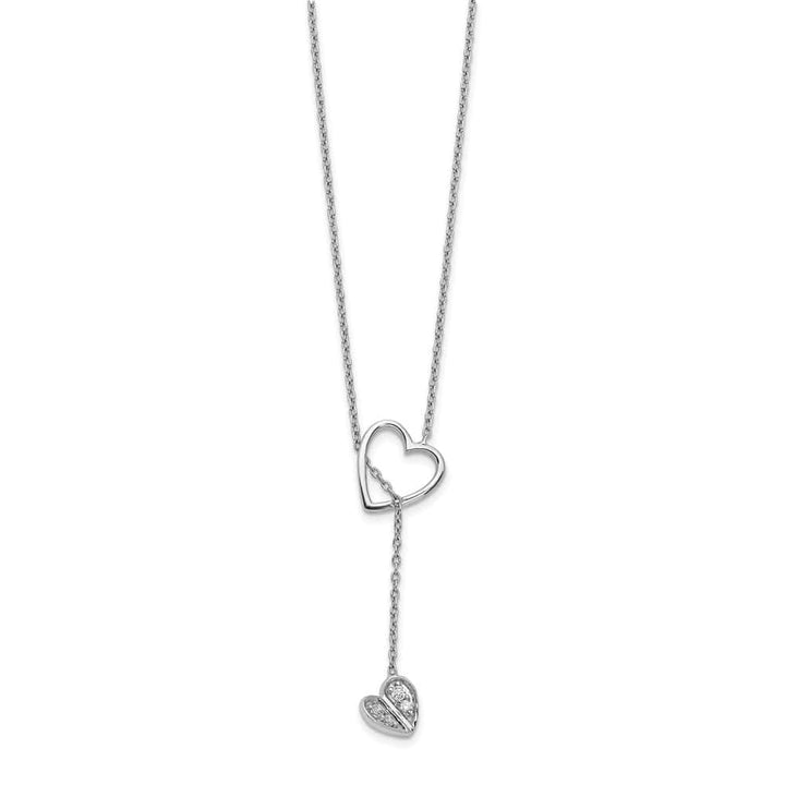 14K White Gold 1/15 carat Diamond Heart with Dangle 18 inch Necklace