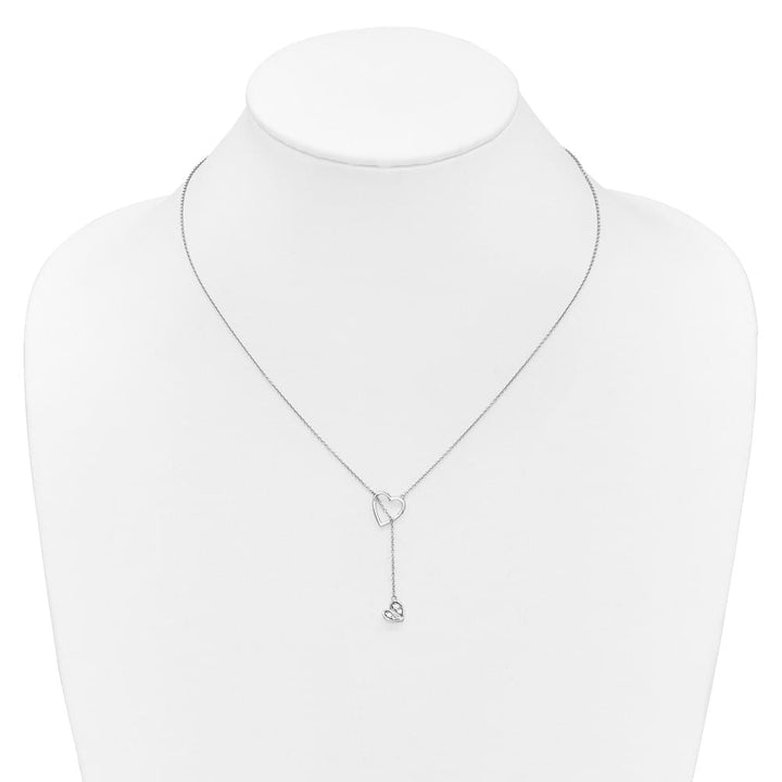 14K White Gold 1/15 carat Diamond Heart with Dangle 18 inch Necklace