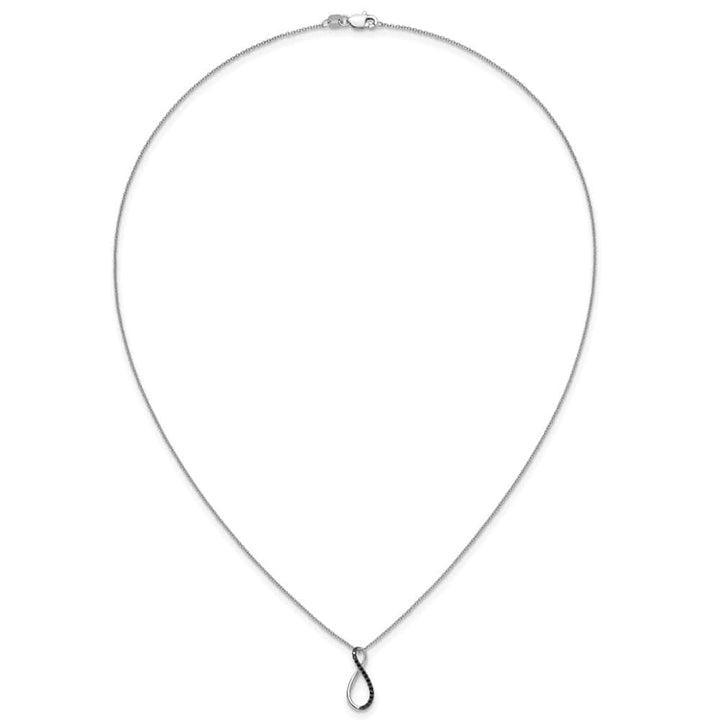 14K White Gold 1/15 ct Diamond Infinity Pendant 18 inch Necklace