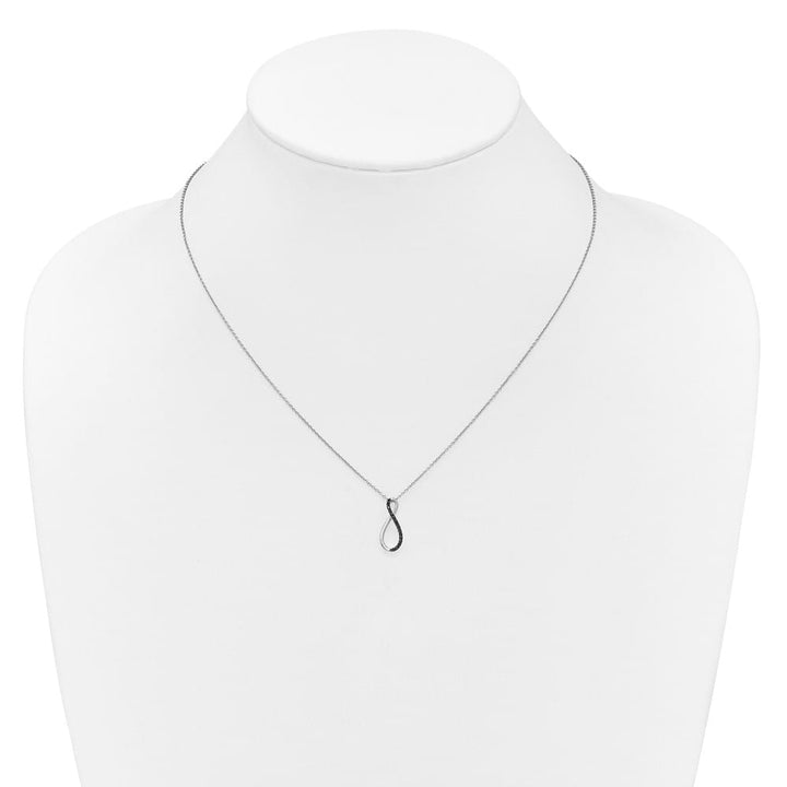14K White Gold 1/15 ct Diamond Infinity Pendant 18 inch Necklace
