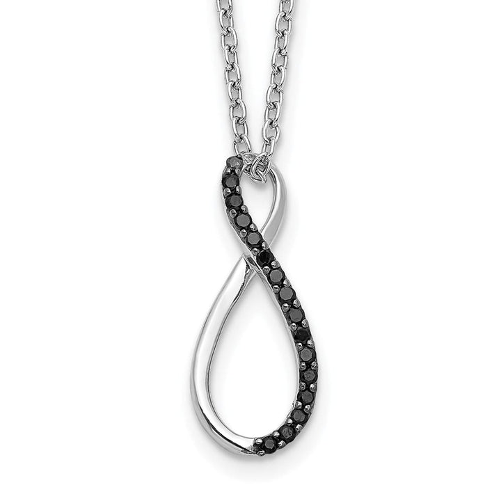 14K White Gold 1/15 ct Diamond Infinity Pendant 18 inch Necklace