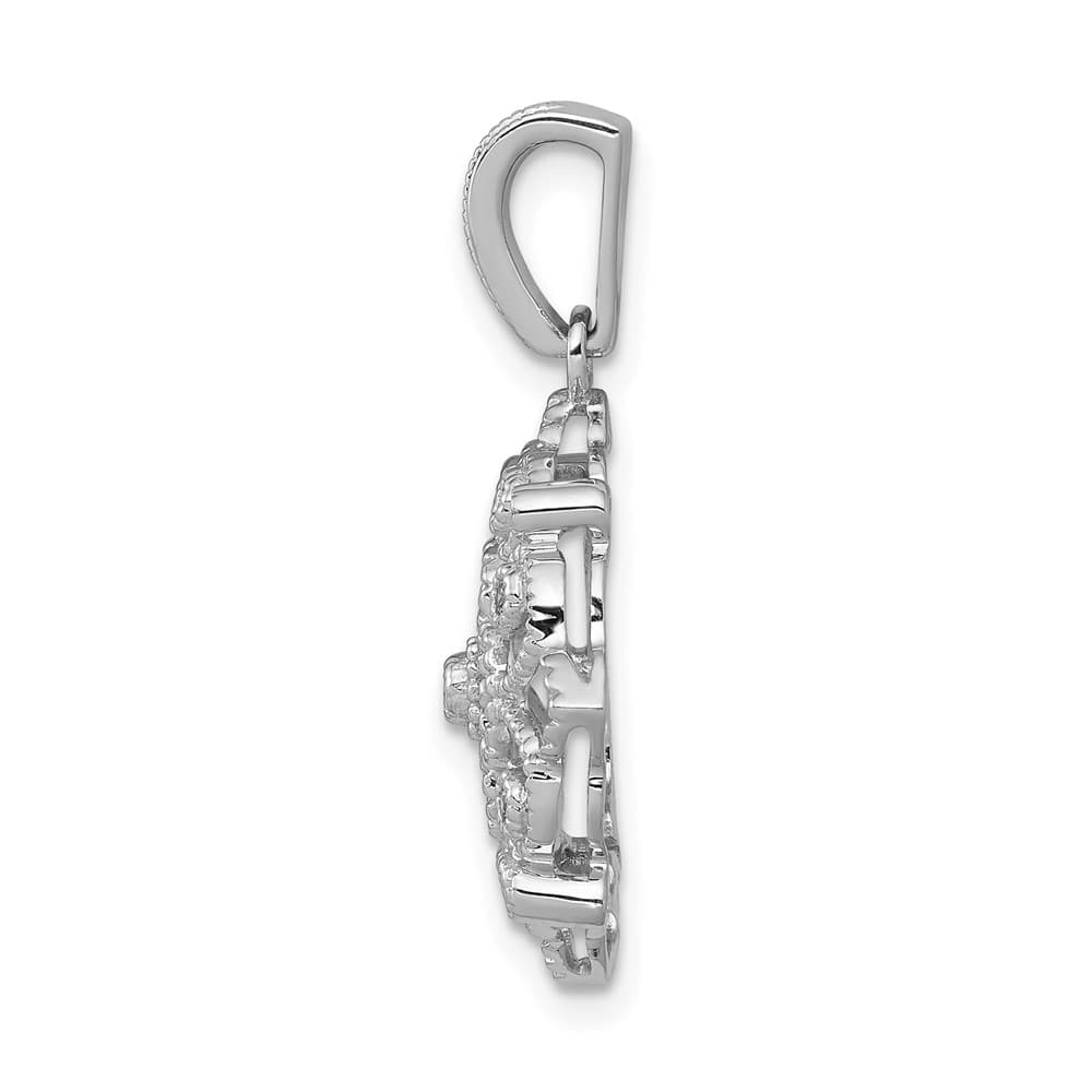 14K White Gold 1/15 ct Diamond Vintage Filigree Pendant