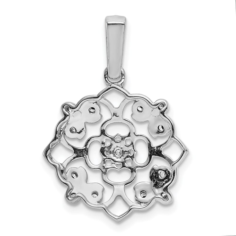14K White Gold 1/15 ct Diamond Vintage Filigree Pendant
