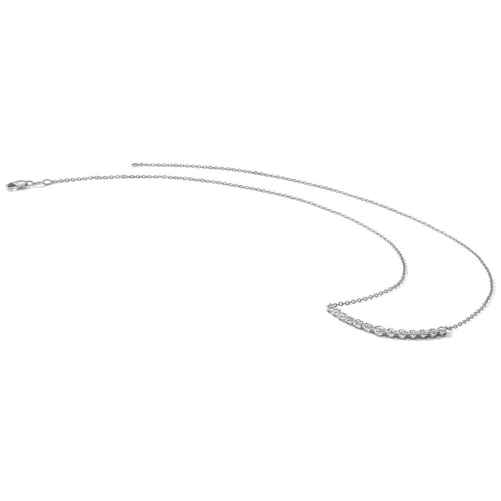 14K White Gold 1/2 carat Diamond Bezel-set Curved Bar 18 inch Necklace