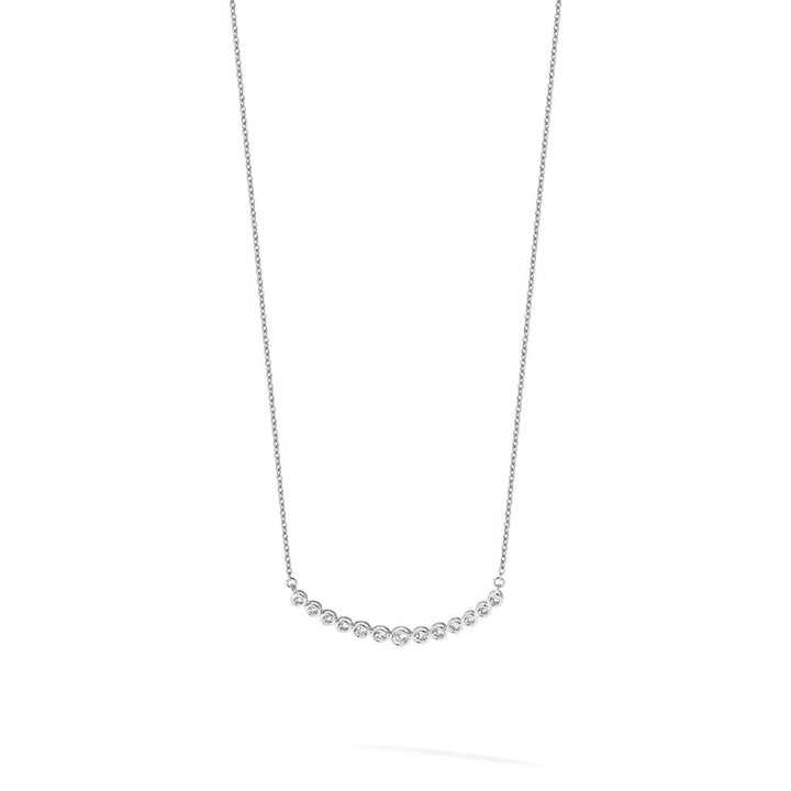 14K White Gold 1/2 carat Diamond Bezel-set Curved Bar 18 inch Necklace