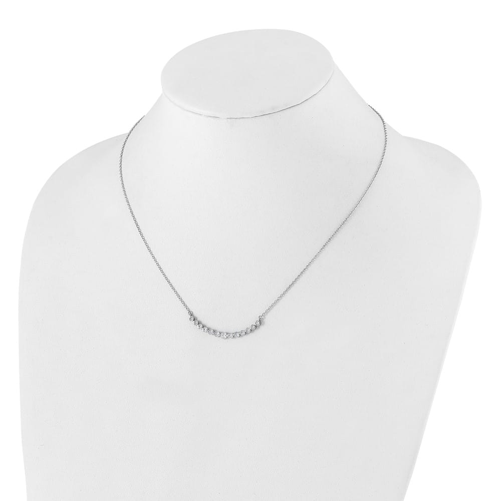 14K White Gold 1/2 carat Diamond Bezel-set Curved Bar 18 inch Necklace