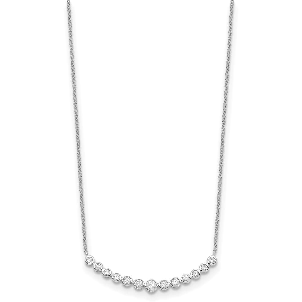 14K White Gold 1/2 carat Diamond Bezel-set Curved Bar 18 inch Necklace