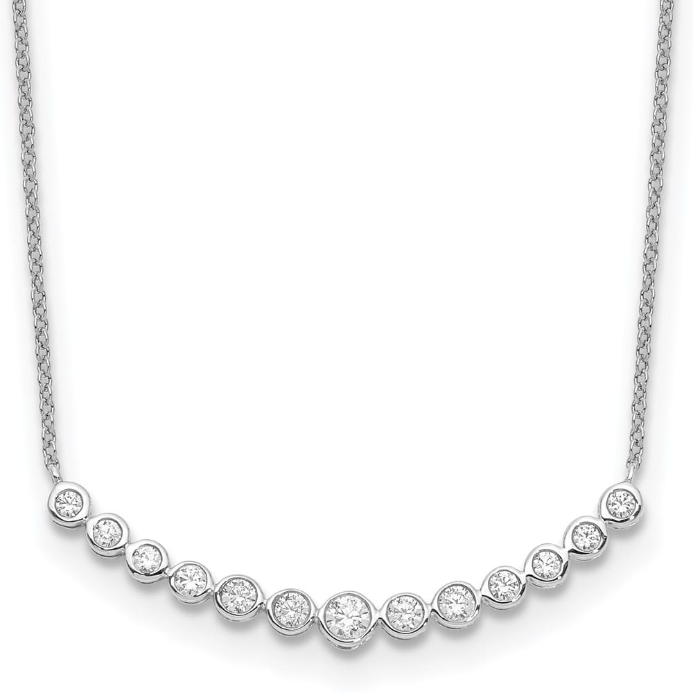 14K White Gold 1/2 carat Diamond Bezel-set Curved Bar 18 inch Necklace
