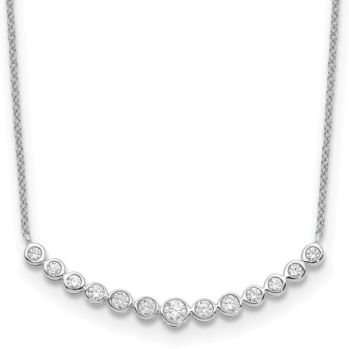 14K White Gold 1/2 carat Diamond Bezel-set Curved Bar 18 inch Necklace