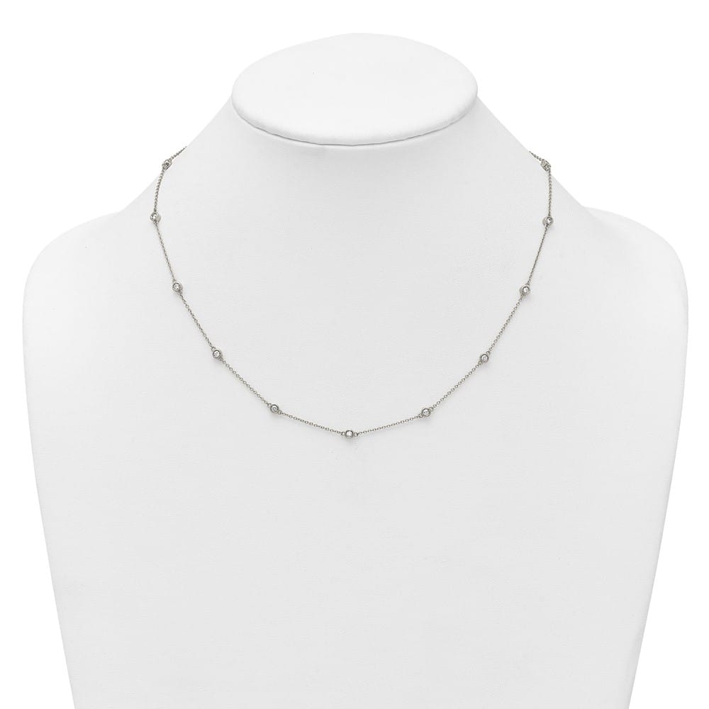 14K White Gold 1/2 carat Diamond Chain 15-Station 18 inch Necklace