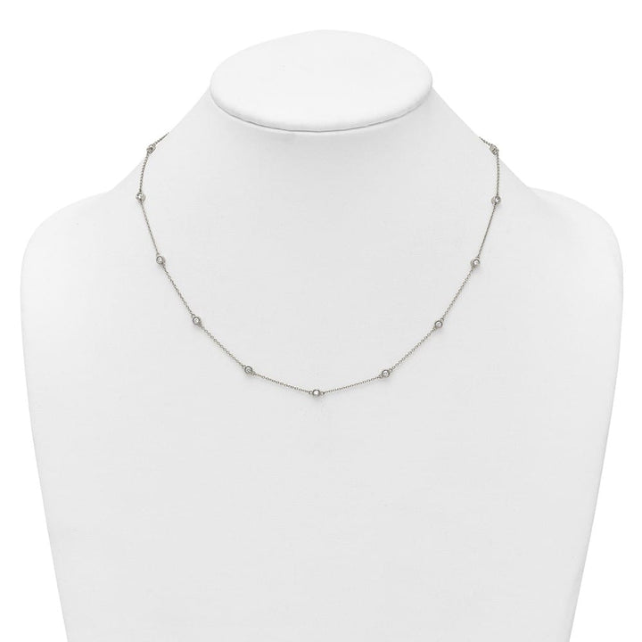 14K White Gold 1/2 carat Diamond Chain 15-Station 18 inch Necklace