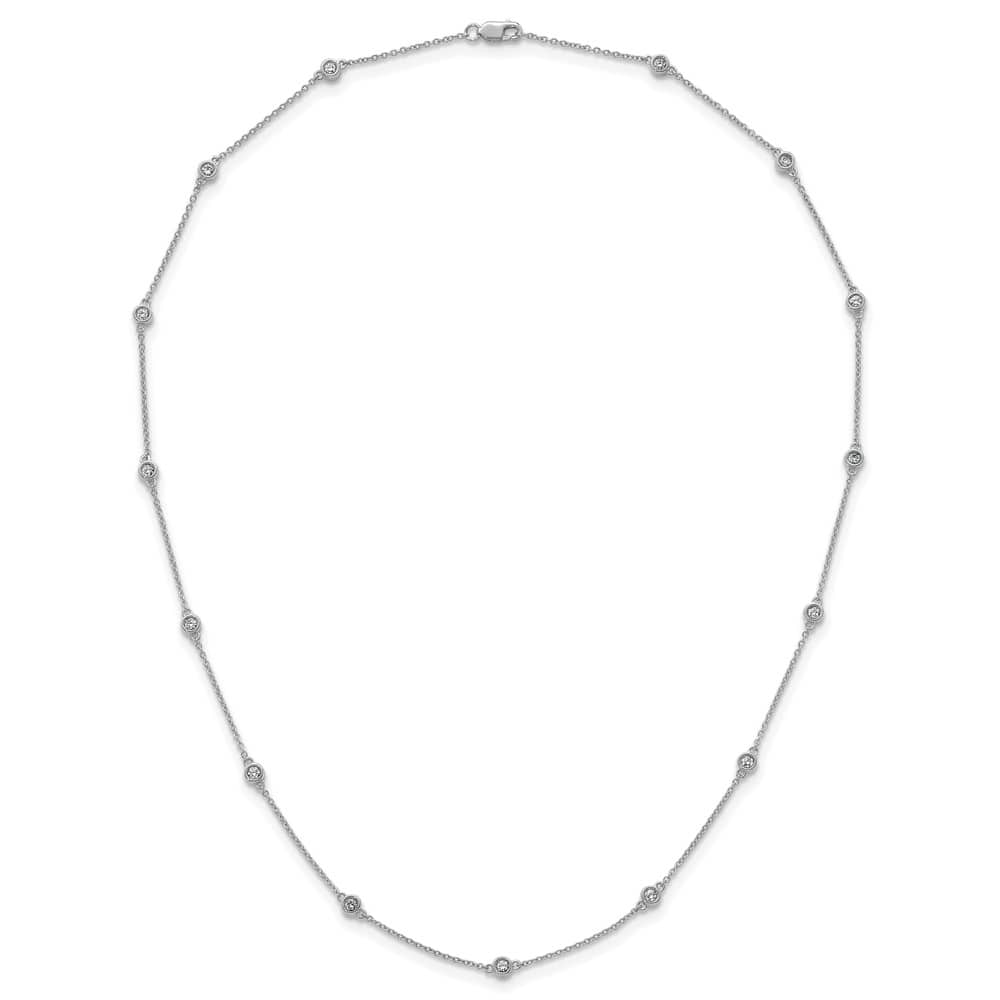 14K White Gold 1/2 carat Diamond Chain 15-Station 18 inch Necklace