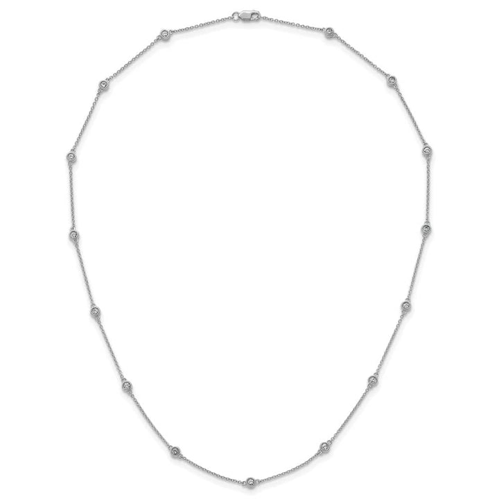 14K White Gold 1/2 carat Diamond Chain 15-Station 18 inch Necklace