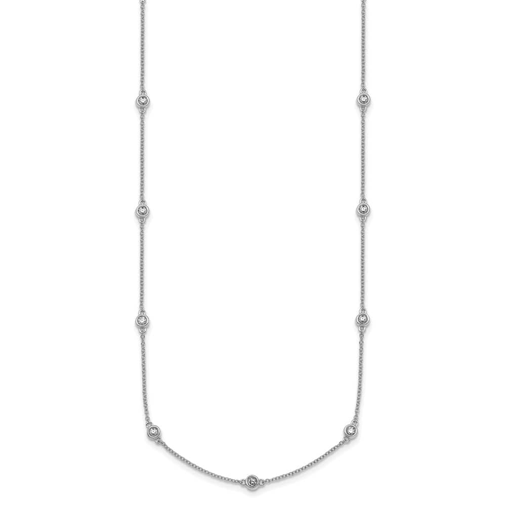 14K White Gold 1/2 carat Diamond Chain 15-Station 18 inch Necklace